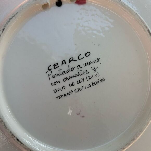 CEARCO PINTADO A MANO 24K ENAMEL POTTERY BUTTERFLY Wall Hanging Plate 8.5" - Picture 12 of 16